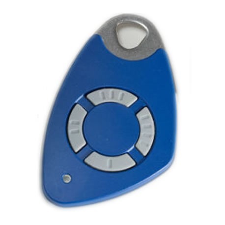 Télécommande INTRATONE 4 canaux HF + badge incorporé coloris bleu -  Télécommandes, badges et clés de marque INTRATONE